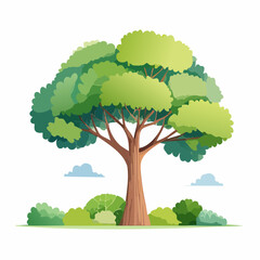 Vector watercolor green tree or forest side view isolated on white background for landscape and architecture drawing,elements for environment or and gard