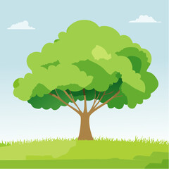 Vector watercolor green tree side view isolated for landscape and architecture drawing, elements for environment and garden,botanical elements for section in .