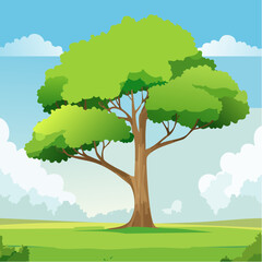 Vector watercolor green tree side view isolated for landscape and architecture drawing, elements for environment and garden,botanical elements for section in .