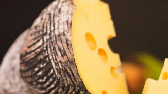Close-up of aged cheese slices