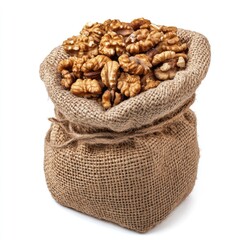 Sack of roasted coffee beans isolated on a white background