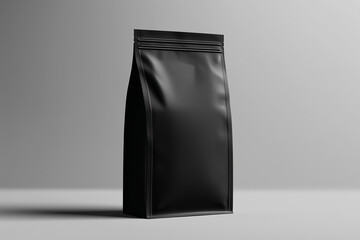 Black gusset pouch mockup isolated on neutral studio background