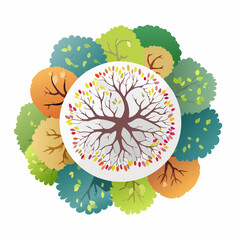 Vector of abstract watercolor tree top view isolated on white background for landscape plan and architecture layout drawing, elements for environment and garden,blossom grass,flower .