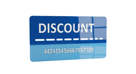 Blue discount card with a scratch-off area and a number sequence.
