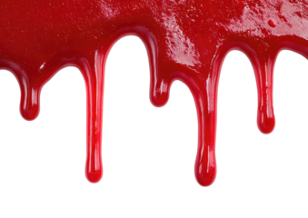 Red liquid drips down a black background