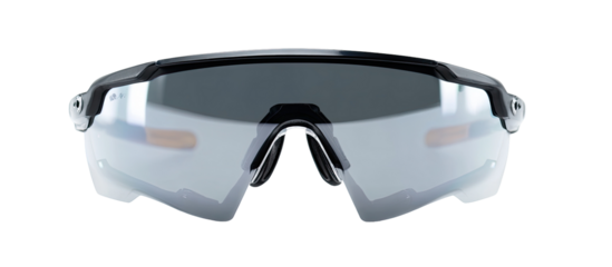 Clear protective eyewear with a dark frame