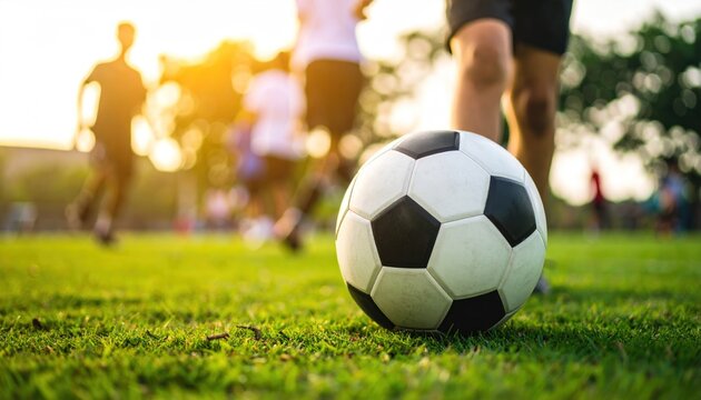 Soccer players on a sunny field