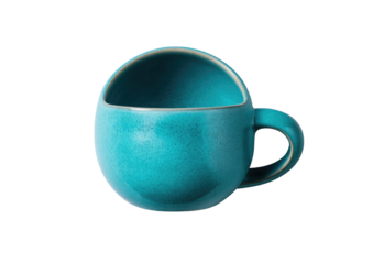 Teal sphere-shaped mug with recessed interior