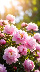 Pink peonies in sunlight