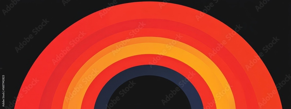 Poster abstract layers design display vibrant colors on dark backdrop concept