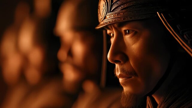 Samurai Gaze Forward Showing Steadfastness and Determination