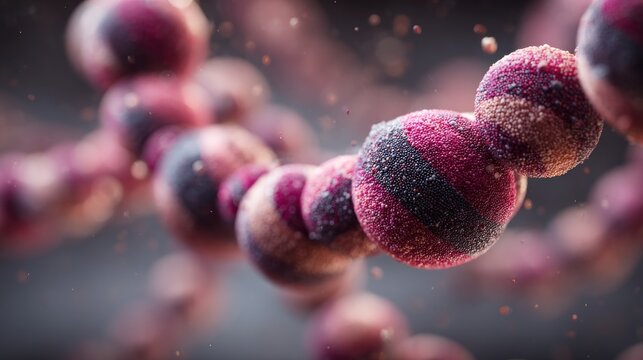 Abstract representation of cellular structure with deep violet and amber tones