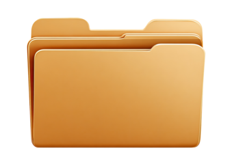 A golden, computer folder icon.  Flat, 3D-style.  Simple, rectangular shape, with two side flaps