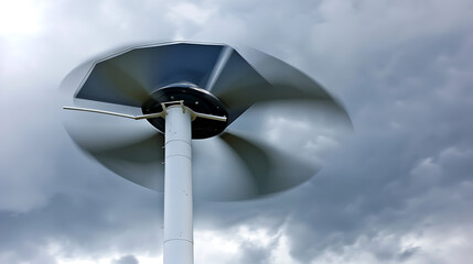 Wind Turbine in Motion Against a Stormy Sky