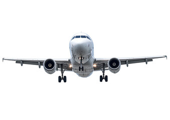 Fototapeta premium Front view of a white jet airplane