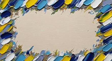 Textured impasto frame with colorful brushstrokes creating a vibrant and dynamic edge for creative content placement
