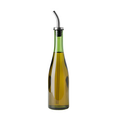Pouring Oil from a Green Glass Bottle with a Transparent Background, Ideal for Culinary Uses
