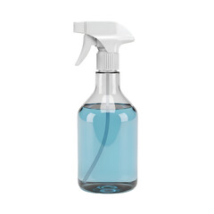 Create a Transparent Background Image Using a Spray Bottle with Blue Liquid and White Sprayer Easily and Quickly.