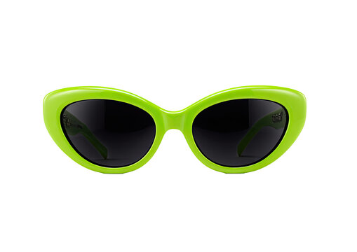 Lime green, retro-style sunglasses - Powered by Adobe