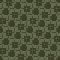 A vibrant, colorful geometric seamless pattern of squares and mosaic shapes creates a textured background design