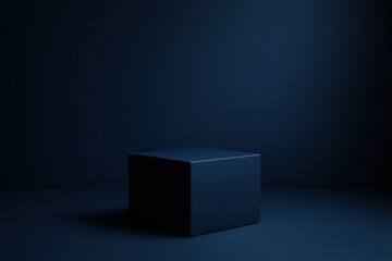 Royal blue 3D product presentation platform with professional lighting for luxury brand showcases