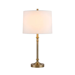 Elegant Gold Table Lamp with White Shade Illuminates a Room Beautifully.