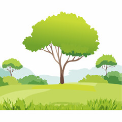 Vector watercolor of grass or tree side view isolated on white background for landscape and architecture drawing, elements for environment and garden, painting botanical for section and elevati