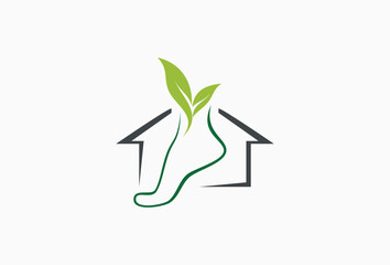 Ankle and leaves for Foot care logo design elements