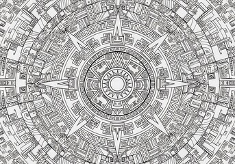 Abstract Mayan Calendar Artwork Illustration with Intricate Details