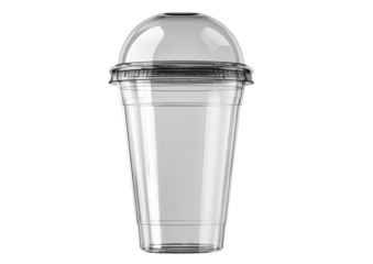 Clear plastic disposable cup with dome lid