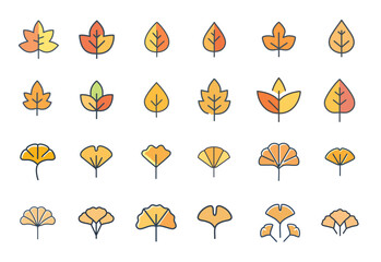 紅葉とイチョウアイコンまとめ