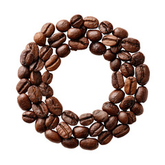 Coffee beans arranged in a circular wreath