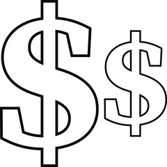 Simple black outline dollar sign icon for finance and business applications vector