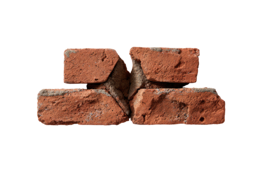 Close-up view of aged, reddish-brown bricks, set in a complex, interlocking pattern