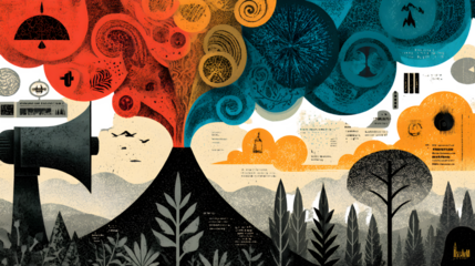 Abstract collage with nature and technology elements