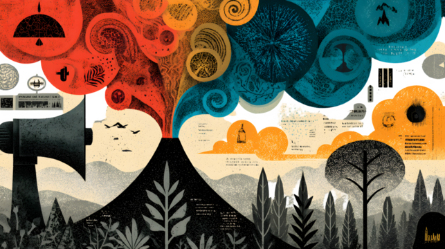 Abstract collage with nature and technology elements