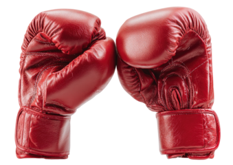Two red boxing gloves, facing each other