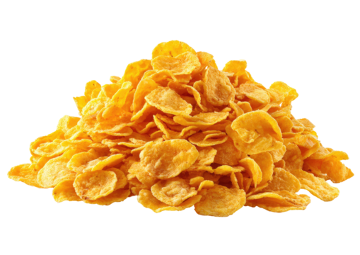 A pile of golden corn flakes