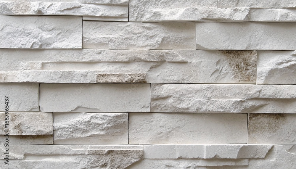 Poster the image shows a close-up view of a white stone wall with a rough texture and subtle color variatio