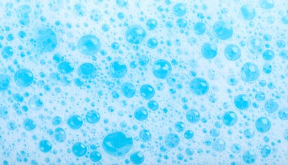 Blue bubbles in white foam