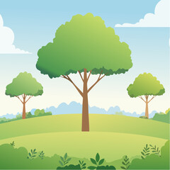 Green tree vector,forest with grass elevation for landscape scene,watercolor plant for architecture drawing, environment and garden,botanical elements .