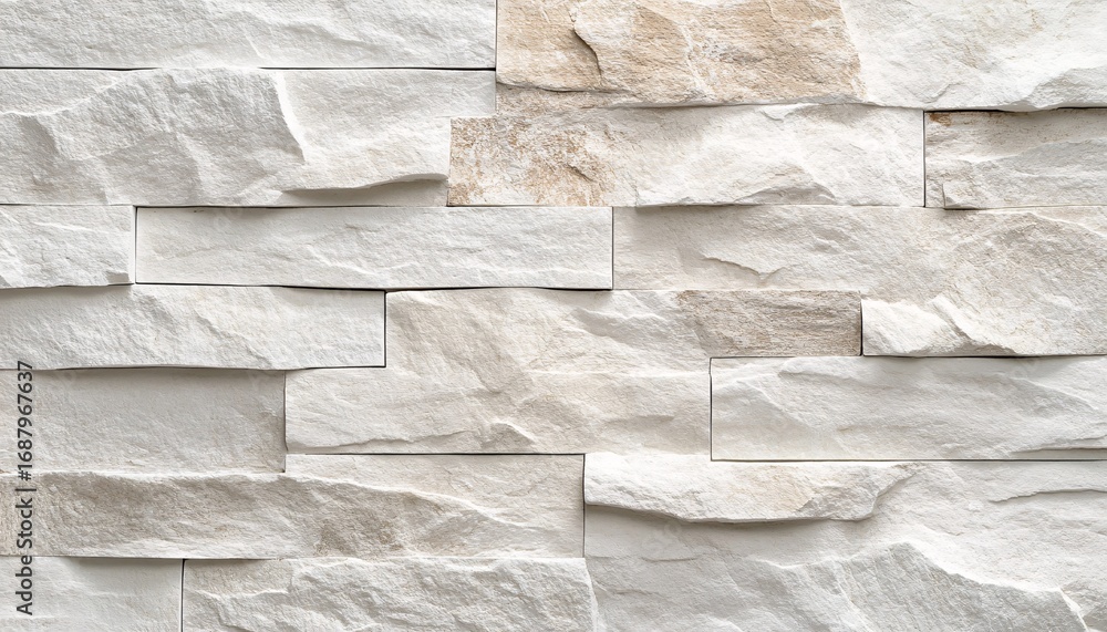 Poster the image shows a detailed close-up of a wall composed of stacked, rectangular stones in varying sha