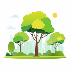 Collection of abstract watercolor green tree side view isolated on white background for landscape and architecture layout drawing, elements for environment and .