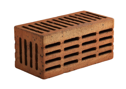 Rectangular, terracotta-colored brick with a grid of vertical and horizontal slots