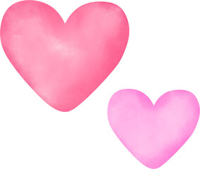 2 hearts, red, pink, water coloring