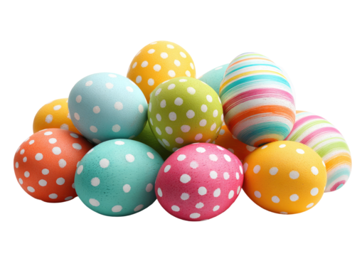 A cluster of colorful Easter eggs