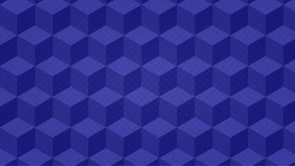 Blue Geometric Pattern With 3d Cube. Abstract Vector Background.  Optical Illusion Design With Blue Cube Texture. Graphic Bg With Tile And Geometry Block. Rectangle Shape Wallpaper. Mosaic Hexagon.
