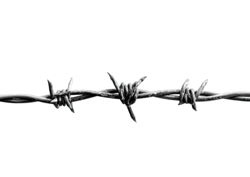 Barbed wire spans across a black background