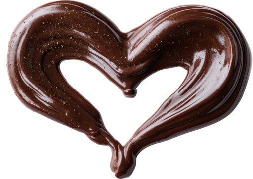 Melted chocolate heart shape, dark rich hue