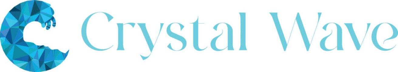Crystal Wave Logo with Geometric Blue Wave Design